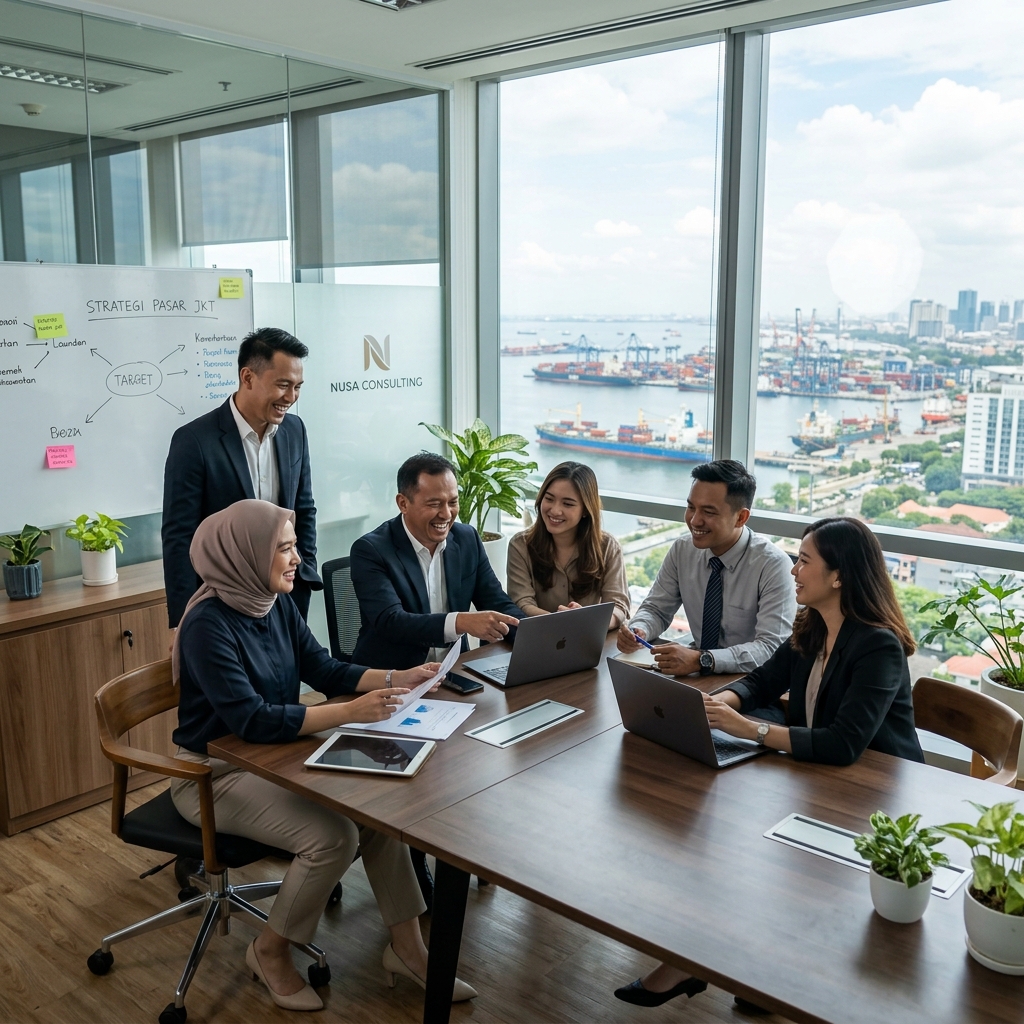 Nusantara Maritime agents in Jakarta corporate office overlooking port